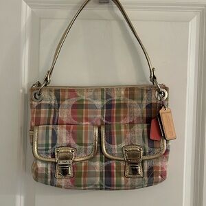 Coach Colorful Plaid Shoulder Bag